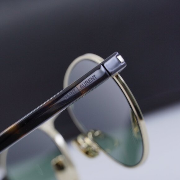 Saint Laurent SL707 002 Round Sunglasses - Gold & Havana/Green - Picture 5 of 10